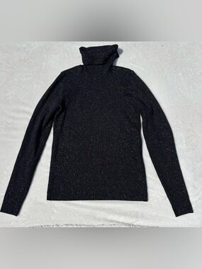 Copper Key Metallic Black Turtleneck